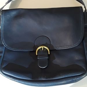 Vintage Coach navy blue soft leather messenger bag